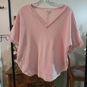 Pink V-Neck Women's Top
